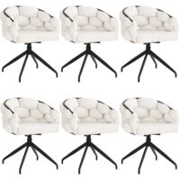 Lot de 6 Chaises de Salon Pivotantes en Velours-Beige-Tendance-Ergonomiques-61x59x77,5cm