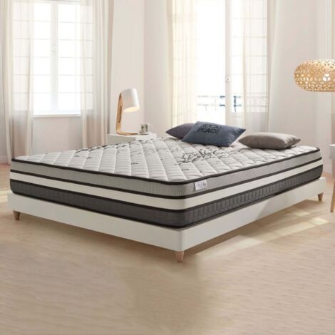 Colchón Solar 140x190 cm - Híbrido - Muelles ensacados + Látex + Espuma Viscoelástica HR Adaptativa - Soporte medio-firme 7 zonas - Grosor 24 cm