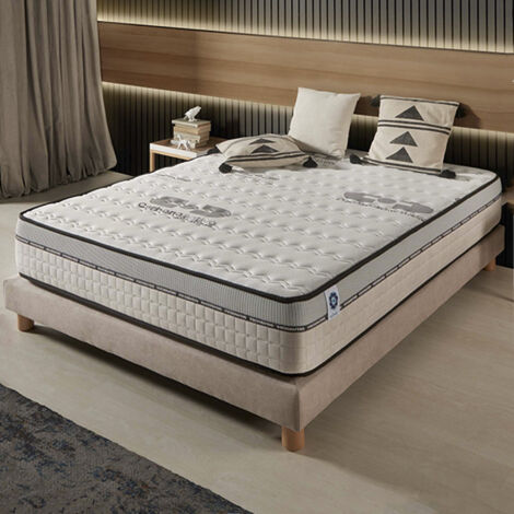 Colchón 140x190 cm - Visco-Carbono - Colchón Híbrido de Muelles Ensacados, Viscoelástica HR, Látex Azul, Equilibrado, Reversible, Grosor 30 cm