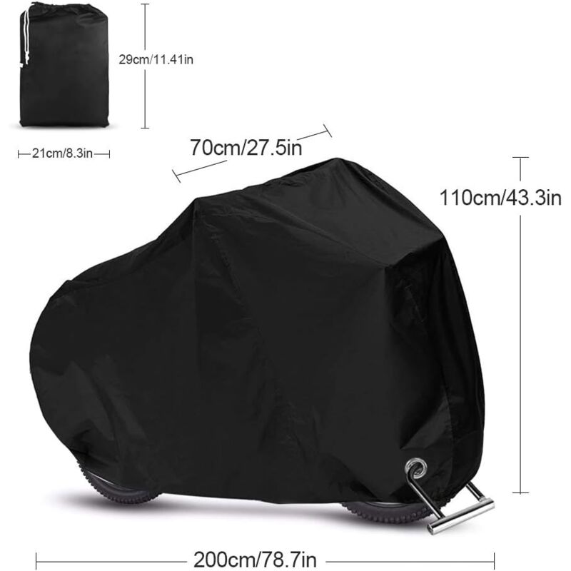 Copribici Impermeabile Per Esterno - Telo 210D Oxford Con Foro Per Lucchetto, 200x110 Cm - Foto 3