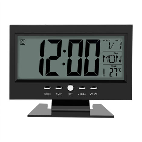 Sveglia Digitale Con Termometro - Orologio Radiocontrollato, Doppia Sveglia, Display Notturno