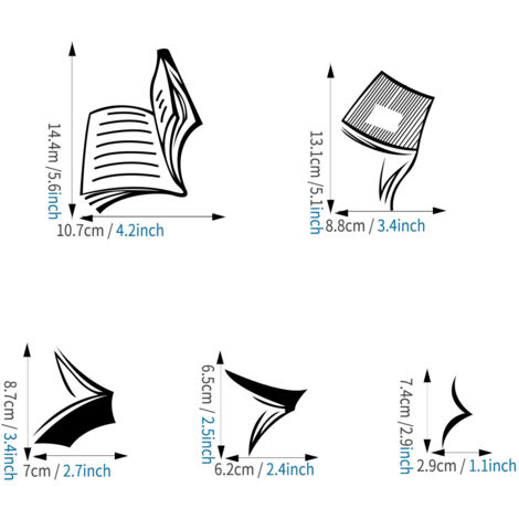 Adesivo Da Parete Libro Volante - Nero, 38x110 Cm, Per Cameretta, Decorazione Moderna Ragazzi E Ragazze - Foto 7