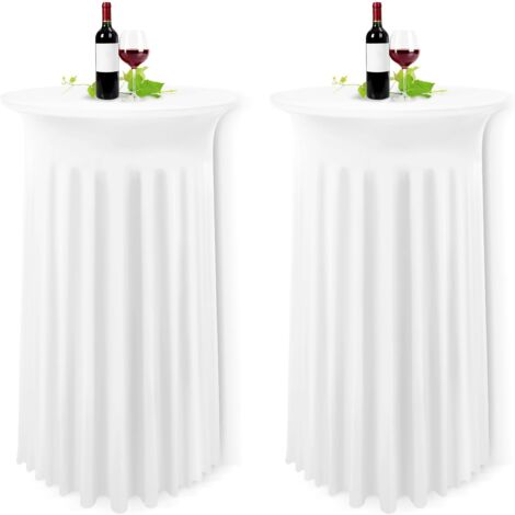 Zrlljp Tovaglie Elasticizzate Con Gonna A Volant - 5 Pezzi, 81x109 Cm, In Spandex, Bianche, Per Tavoli Rotondi Da Festa E Matrimonio