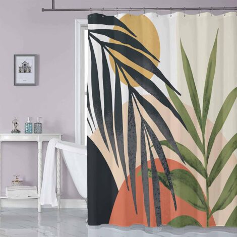 Tenda Doccia Colorigan Stile Boho Con Nappe – 182x213 Cm, Misto Lino Idrorepellente, Include Ganci