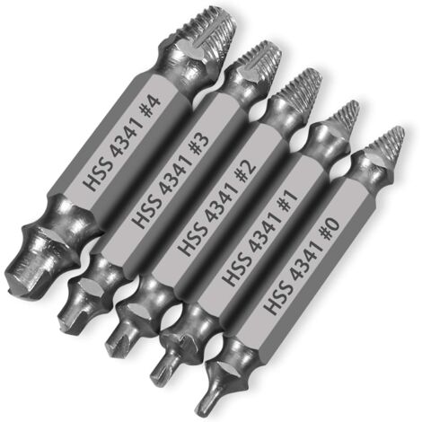 Set Di 5 Estrattori Per Viti Danneggiate – In Acciaio Al Cromo Vanadio, Per Viti Da 3 A 18 Mm, Con Scatola Di Montaggio