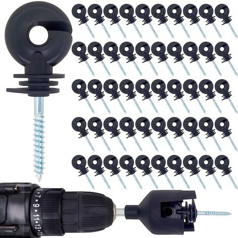 100 Pezzi Di Isolanti Per Recinzione Elettrica Avvitabili Per Pali In Legno. Realizzati In PP E Ferro, Lunghezza Totale 25 Cm (parte Isolante 16,5 Cm, Vite 4 Cm). Ideali Per Fattorie, Allevamenti E Giardini. Riutilizzabili E Resistenti.