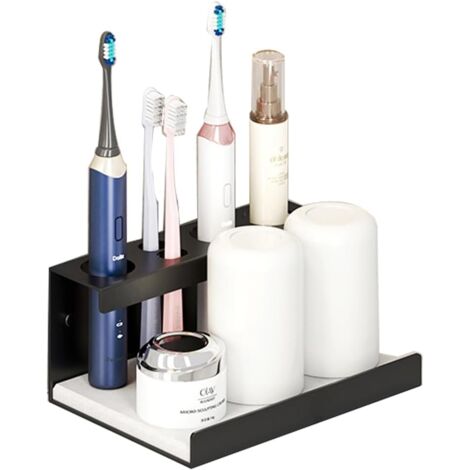 VIKY Portaspazzolino Elettrico Da Parete - Set Da 4 Supporti Autoadesivi Multifunzione Per Bagno (Bianco) - 5