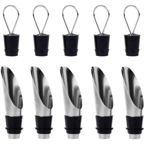 Beccuccio per bottiglie d'olio, in acciaio inox con cappuccio, alcool e alcolici. Adatto per olio, vino, alcolici, bar, cucina, come accessorio da bar con tappo disponibile come set (1