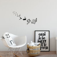 Adesivo Da Parete Libro Volante - Nero, 38x110 Cm, Per Cameretta, Decorazione Moderna Ragazzi E Ragazze - Foto 9