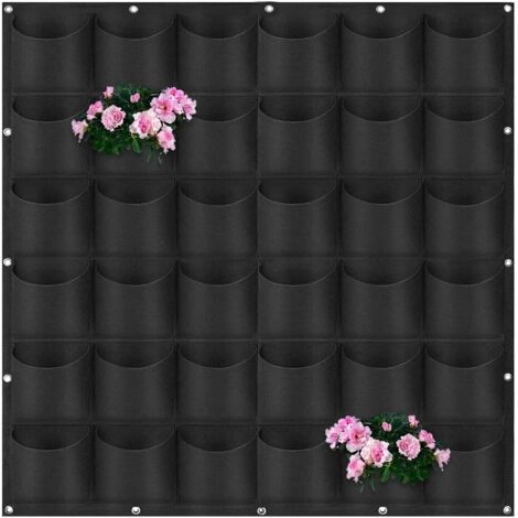 Macetero De Pared De Fieltro Con 36 Bolsillos - Cultivo Vertical Para Flores Y Hierbas, 100x100 Cm, Ahorro De Espacio