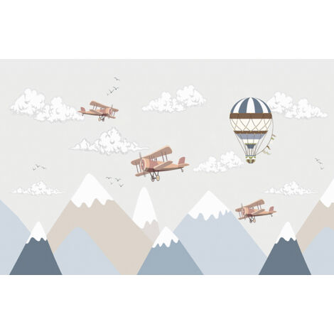 Papier peint panoramique Enfants - Montgolfières - 130 cm x 84 cm (1/2)