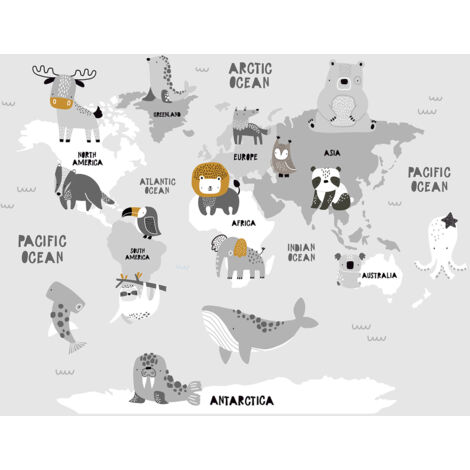 Papier peint panoramique Enfants - Carte du Monde - 432 cm x 320 cm (1/2)