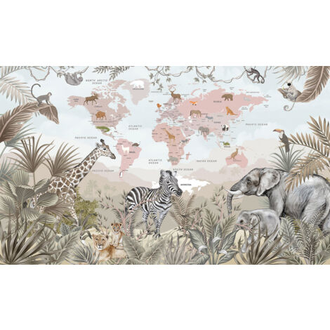 Papier peint panoramique Enfants - Carte du Monde - 130 cm x 78 cm (1/2)