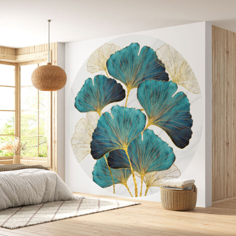 Papier peint rond / cercle - Motif fleurs - Diamètre 40 cm (1/4)