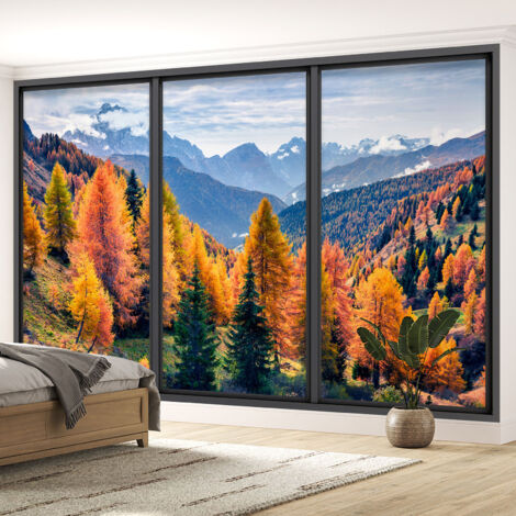 Papier peint panoramique Trompe l'oeil baie vitrée - Forêt - 130 cm x 78 cm (1/5)