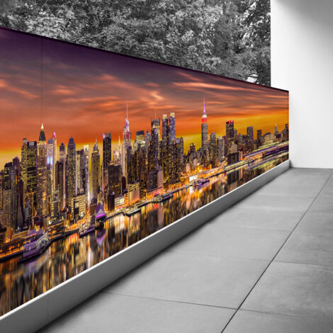 Brise vue Trompe l'oeil - 90x337 cm - New york - Recto Imprimé / Verso BlancBâche Pleine - 100% d'occultation (1/3)