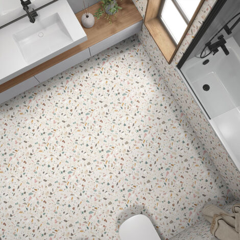 Stickers carrelage de sol anti-dérapant - Motif Terrazzo - 40x40 cm (1/4)