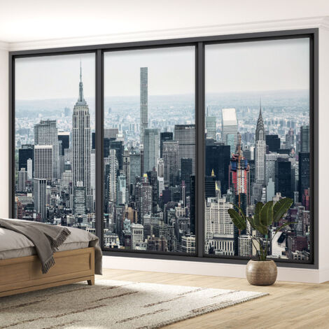 Papier peint panoramique Trompe l'oeil baie vitrée - New york - 130 cm x 78 cm (1/5)