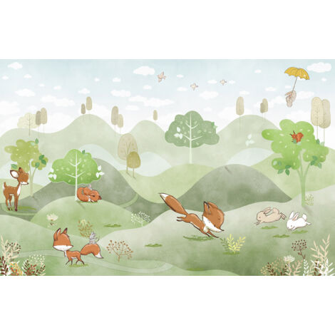 Papier peint panoramique Enfants - Animaux - 195 cm x 126 cm (1/2)