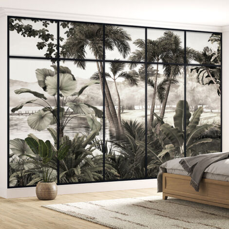 Papier peint panoramique Trompe l'oeil Verrière - Jungle - 395 cm x 250 cm (1/5)