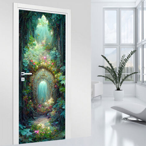 Stickers pour porte - Forêt magique - 63 x 205 cm - Adhésif MAT (1/2)