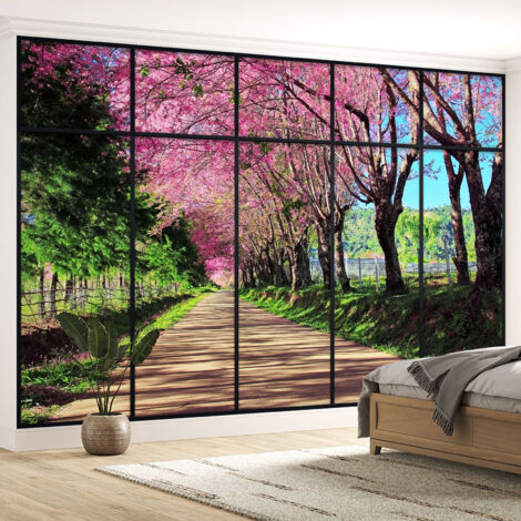 Papier peint panoramique Trompe l'oeil Verrière - Chemin - 325 cm x 206 cm (1/5)