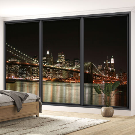 Papier peint panoramique Trompe l'oeil baie vitrée - New York - 130 cm x 78 cm (1/5)