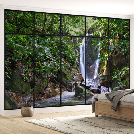 Papier peint panoramique Trompe l'oeil Verrière - Cascades - 130 cm x 82 cm (1/5)