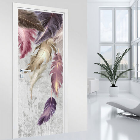 Stickers pour porte - Plumes - 73 x 205 cm - Adhésif MAT (1/2)
