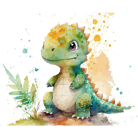 Papier peint panoramique Enfants - Bébé Dinosaure - 130 cm x 84 cm (1/2)