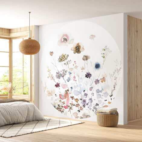 Papier peint rond / cercle - Motif floral - Diamètre 30 cm (1/4)