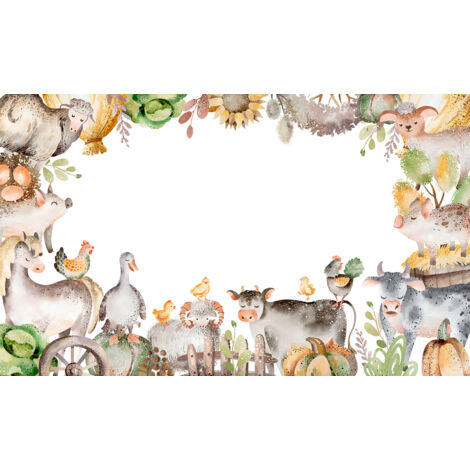 Papier peint panoramique Enfants - Animaux de la Ferme - 130 cm x 78 cm (1/2)