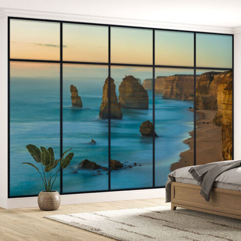 Papier peint panoramique Trompe l'oeil Verrière - Falaises - 195 cm x 123 cm (1/5)
