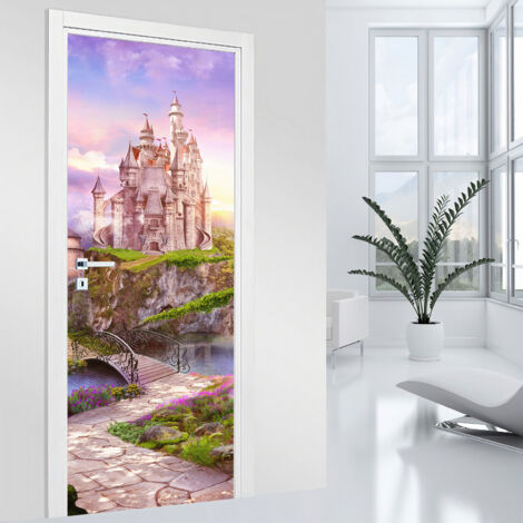 Stickers pour porte - Château Enchanté - 73 x 205 cm - Adhésif MAT (1/2)