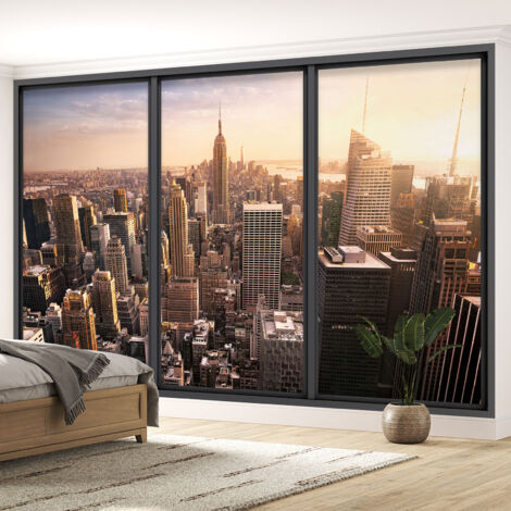 Papier peint panoramique Trompe l'oeil baie vitrée - New york - 130 cm x 78 cm (1/5)