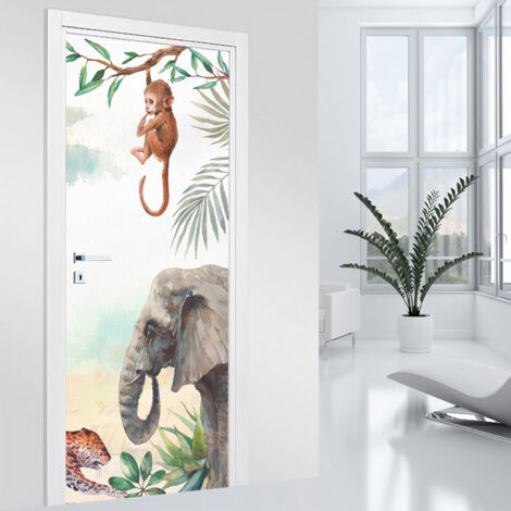 Stickers pour porte - Jungle - 73 x 205 cm - Adhésif MAT (1/2)