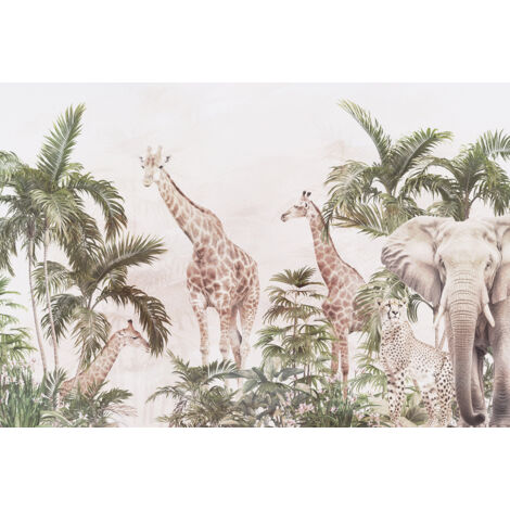 Papier peint panoramique Enfants - Animaux de la Jungle - 195 cm x 132 cm (1/2)