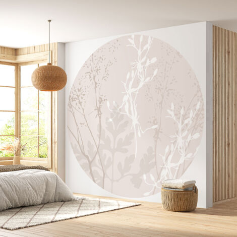 Papier peint rond / cercle - Motif floral - Diamètre 70 cm (1/4)