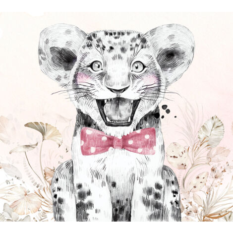Papier peint panoramique Enfants - Lion Nœud Papillon - 130 cm x 117 cm (1/2)