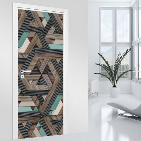 Stickers pour porte - Motif géométrique - 63 x 205 cm - Adhésif MAT (1/2)