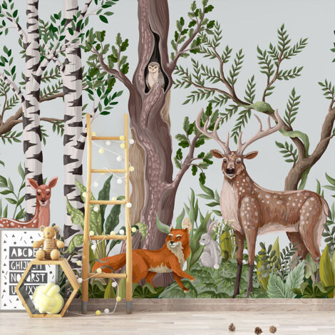 Papier peint panoramique Enfants - Animaux de la Forêt - 130 cm x 78 cm (1/4)