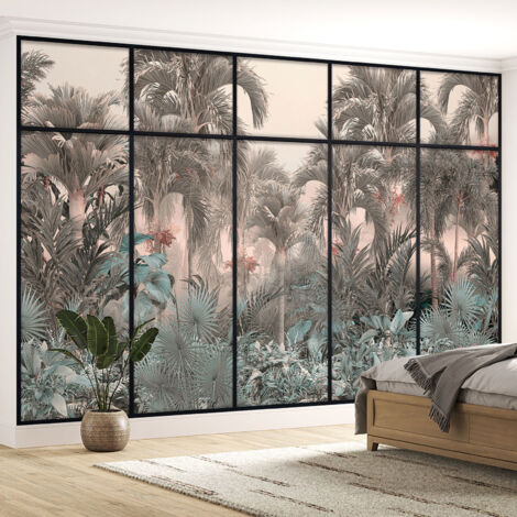 Papier peint panoramique Trompe l'oeil Verrière - Forêt tropicale - 130 cm x 82 cm (1/5)