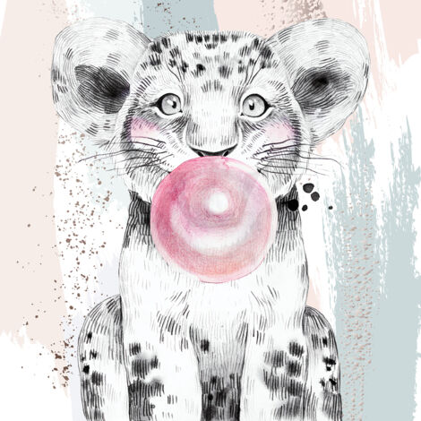 Papier peint panoramique Enfants - Lion Chewing-Gum - 130 cm x 130 cm (1/2)