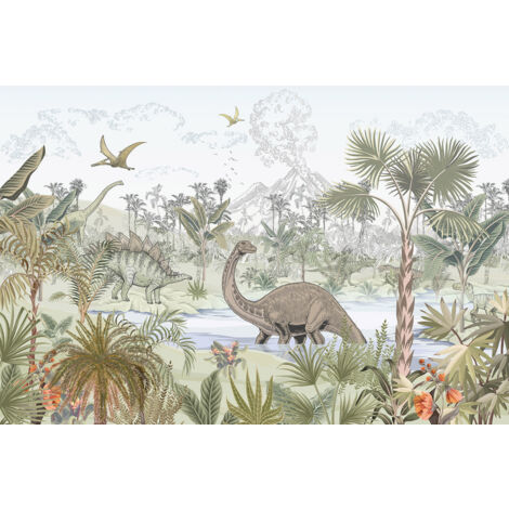 Papier peint panoramique Enfants - Dinosaures - 130 cm x 87 cm (1/2)