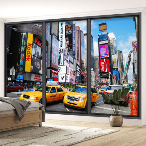 Papier peint panoramique Trompe l'oeil baie vitrée - New york - 130 cm x 78 cm (1/5)