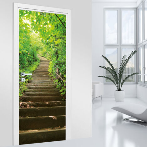 Stickers pour porte - Escaliers - 93 x 205 cm - Adhésif MAT (1/2)