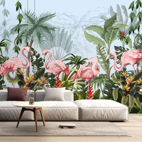 Papier peint panoramique Enfants - Flamants roses - 383 cm x 255 cm (1/4)