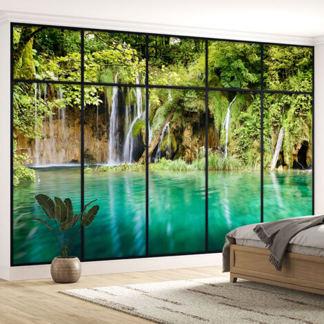Papier peint panoramique Trompe l'oeil Verrière - Cascades - 130 cm x 82 cm (1/5)