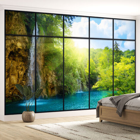 Papier peint panoramique Trompe l'oeil Verrière - Cascades - 130 cm x 82 cm (1/5)