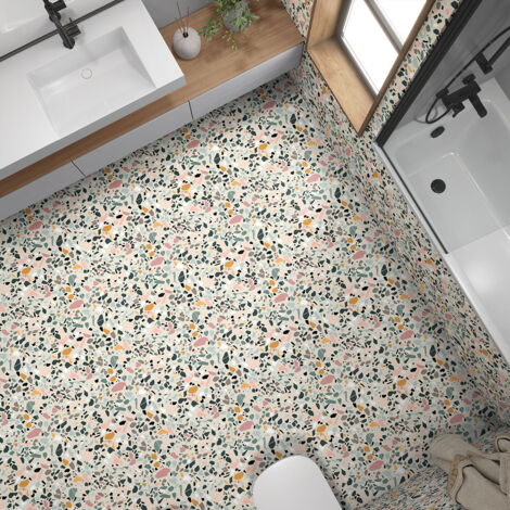 Stickers carrelage de sol anti-dérapant - Motif Terrazzo - 40x40 cm (1/4)